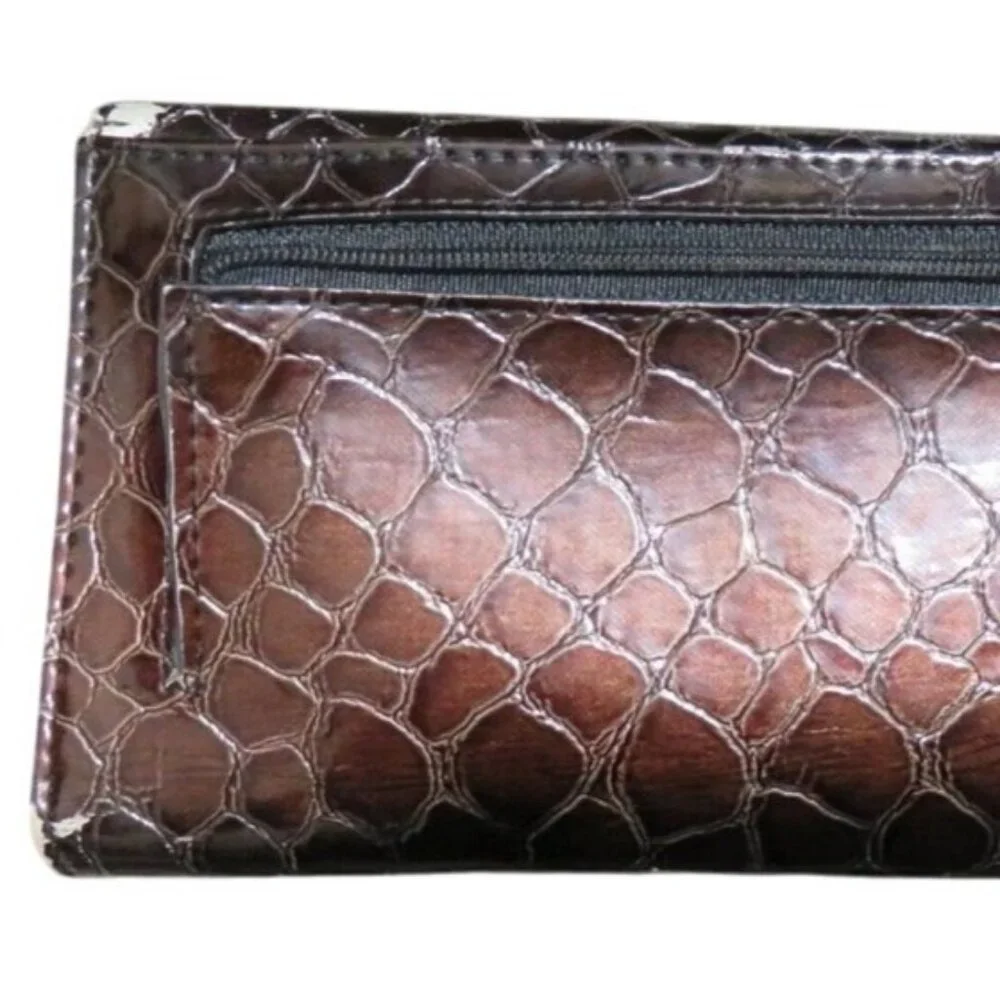 Vittorio Croc embossed Italian leather satchel handbag & Matching Wallet